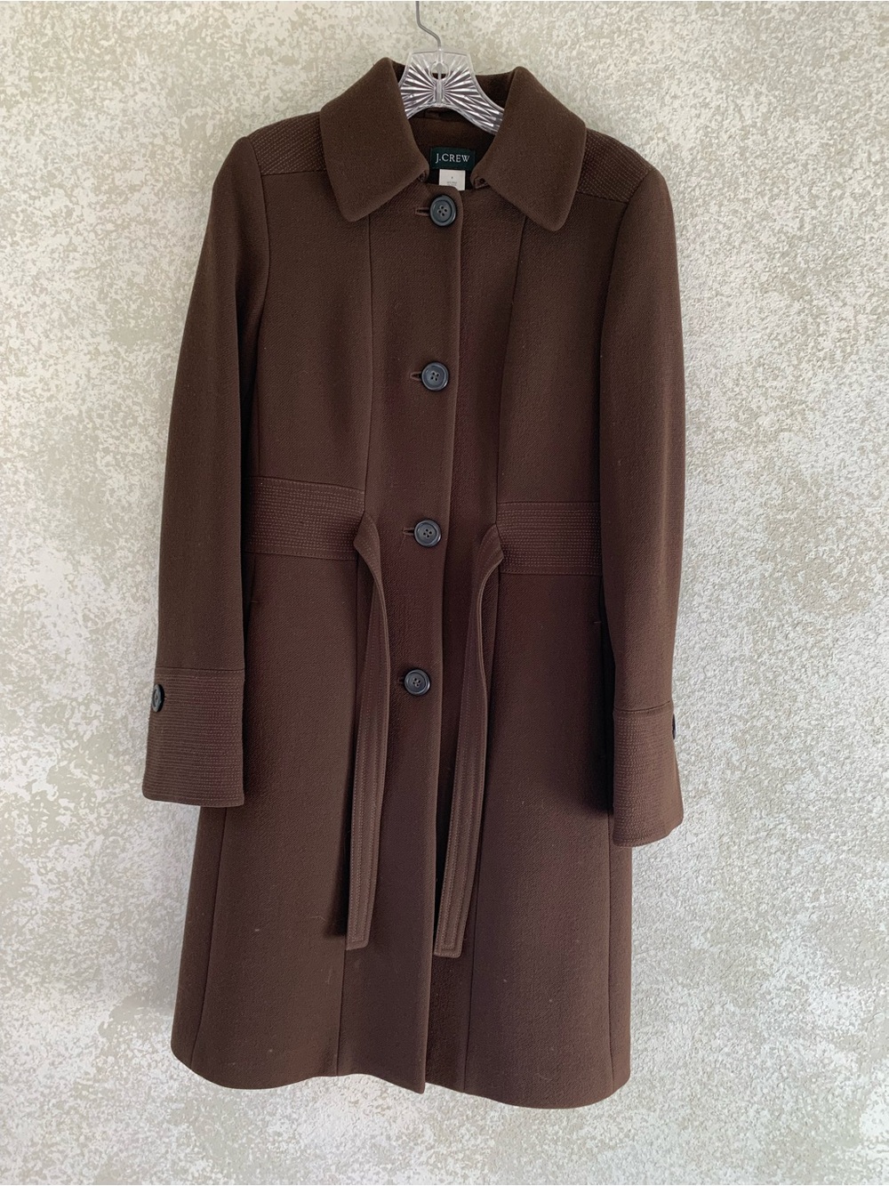 J. Crew Dark Brown Belted Wool Pea Coat